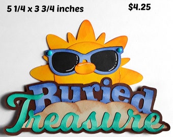 BURIED TREASURE TITLE summer  boy   paper piecing 3D die cut for premade scrapbook pages,album,cards by Rhonda