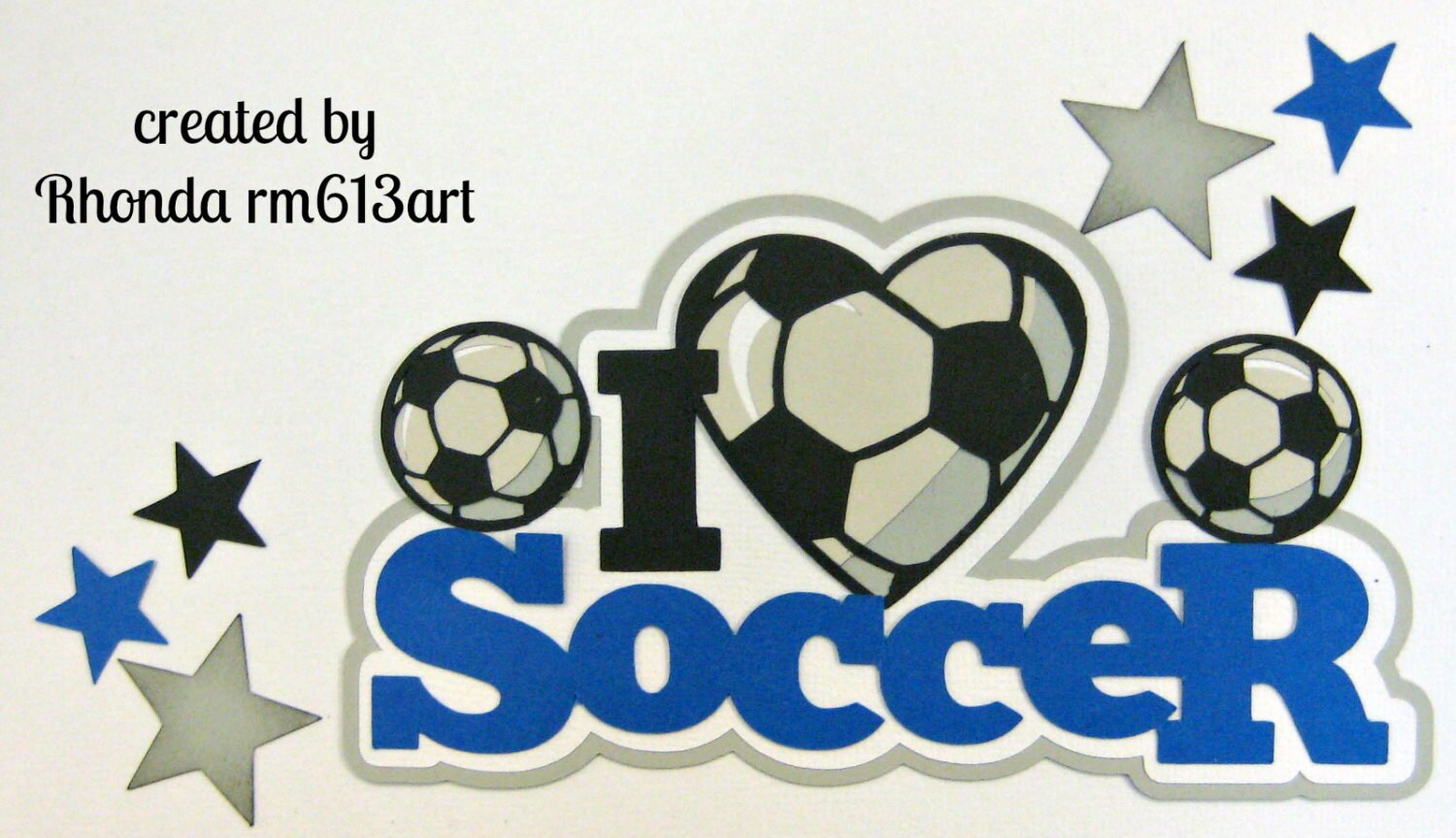 I love Soccer Blue title paper piecing for  premade scrapbook page title by Rhonda rm613art