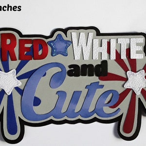 Papier rouge, blanc et mignon du 4 juillet, titre patriotique garçon fille, pièce de papier 3D découpée pour des pages de scrapbooking prédéfinies, album, cartes par Rhonda
