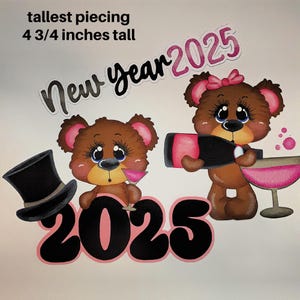 Ensemble de raccommodage en papier OURS 2025 du Nouvel An 2025 découpé avec des matrices 3D pour album de pages ou carte de scrapbooking préfabriqués par Rhonda