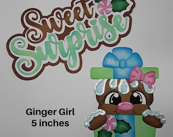 SWEET SURPRISE GINGER girl paper piecing set Christmas 3D die cut for premade scrapbook page album or card by Rhonda