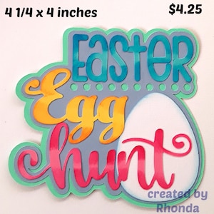 EASTER EGG HUNT titre blue boy girl 3D die cut paper piecing for premade scrapbook pages album card by Rhonda