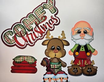 COMFY CHRISTMAS paper piecing SET 3D die cut for premade scrapbook page album or card by Rhonda