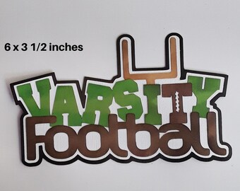 VARSITY FOOTBALL TITLE 3D die cut paper piecing for premade scrapbook pages album card by Rhonda