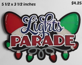 CHRISTMAS LIGHTS PARADE title paper piecing  3D diecut for premade scrapbook page album or card by Rhonda