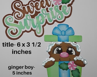 SWEET SURPRISE GINGER boy paper piecing set Christmas 3D die cut for premade scrapbook page album or card by Rhonda