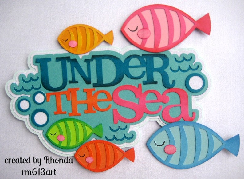 OCEAN SEA LIFE Summer Title paper piecing for premade scrapbook page Rhonda rm613art