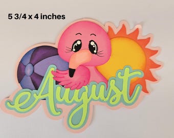 AUGUST MONTHY title paper piecing calendar 3D die cut for premade scrapbook page album or card by Rhonda