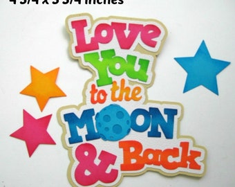 Te amo hasta la luna y más allá Título niña patchwork de papel para página de álbum de recortes prefabricada Rhonda rm613art