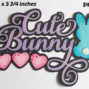 ADORABLE lapin 3D Pâques titre die cut-pour album de pages de scrapbook premade ou cartes par Rhonda