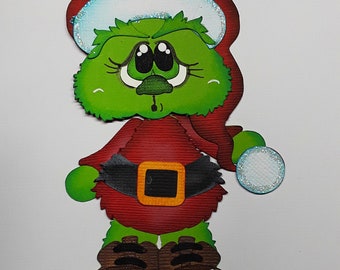 CHRISTMAS GRINCH paper piecing 3D die cut for premade scrapbook page album or card by Rhonda