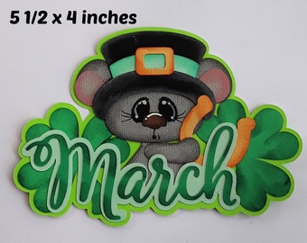 MARCH MONTH CALENDAR title paper piecing 3D die cut for premade scrapbook page album or card by Rhonda