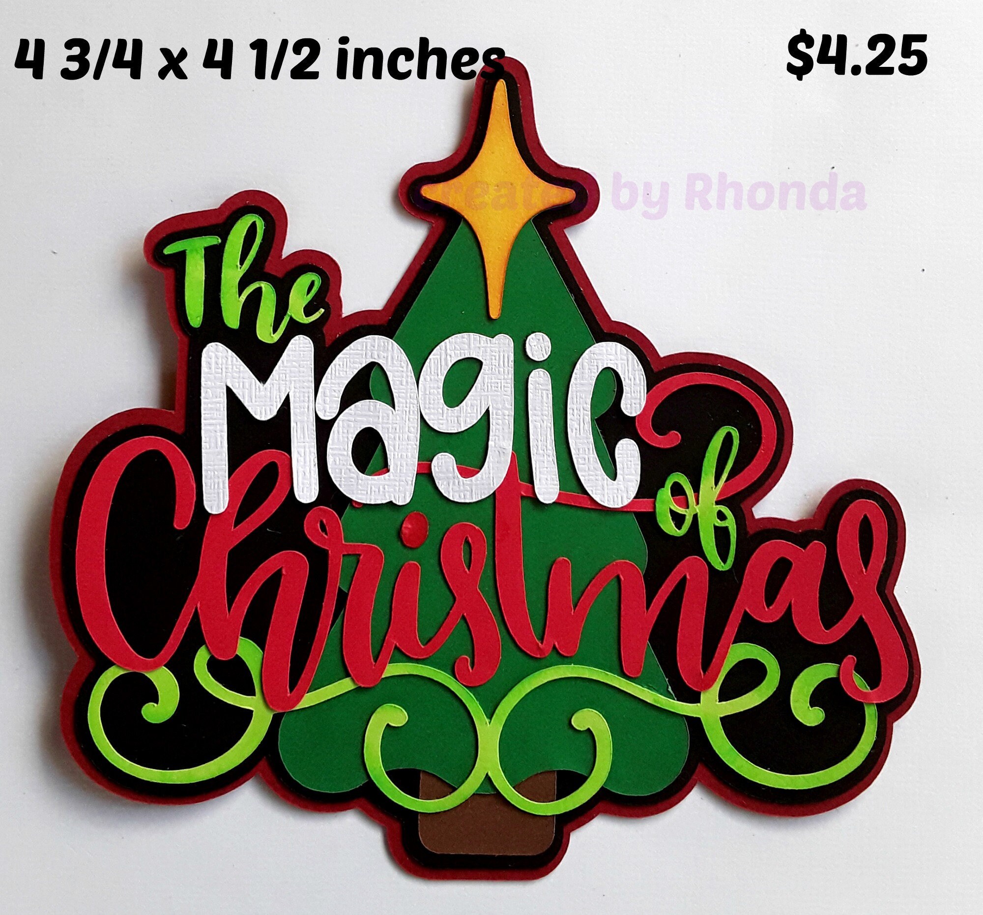 MAGIC of CHRISTMAS TITLE  boy girl  paper piecing  3D diecut for premade scrapbook page, album or card by Rhonda