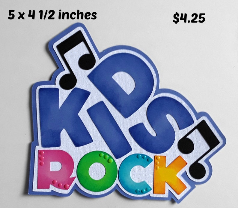 KID/'S ROCK TITLE play boy girl paper piecing 3D die cut for premade scrapbook pages,album,cards by Rhonda