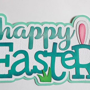 JOYEUSES PÂQUES avec insertion de papier pour titre avec oreilles, découpe 3D pour album de pages de scrapbooking ou carte de scrapbooking prédéfinis par Rhonda