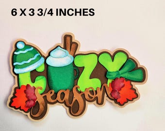 Título "COZY SEASON WINTER", troquelado 3D para patchwork de papel para páginas de álbumes de recortes, álbumes y tarjetas prefabricadas, de Rhonda