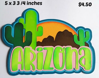ARIZONA STATE  title paper piecing 3D die cut for premade scrapbook page album or card by Rhonda