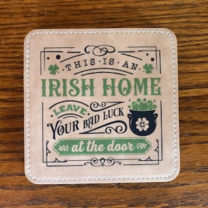 Irish themed leather coaster set