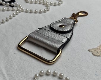 Silver Keychain – Handmade Key Ring with Metal Details, Modern Minimalist Bag Charm