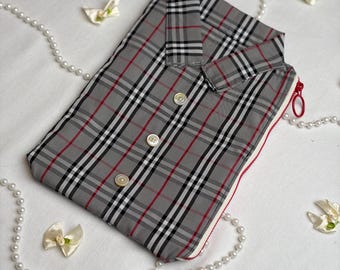 Button-Up Zipper Pouch - Collared Fabric Bag