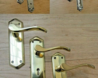 Dörrhandtag med spaklås, badrumshandtag, traditionell klassisk stil, polerad krom/satin, matt krom/polerad mässing
