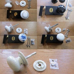 Retro Ceramic door rim knob lock set old rustic victorian vintage style pull handles door knobs lock