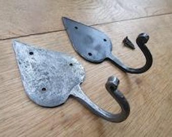 SPADE BLACKSMITH IRON hand forged wrought iron Rustic Robe coat hooks vintage old English Victorian retro pegs