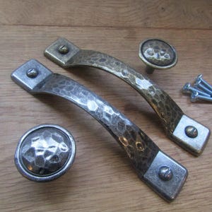 MOTTLED hammered effect vintage retro cabinet D handle cupboard drawer pull knob
