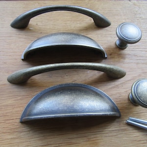 kitchen cabinet handle cupboard drawer cup pull knob retro upcycle restoration Furniture fittings Antique silver/Pewter/Antique brass