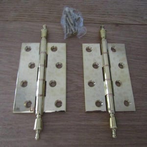 BISAGRAS DE REMATE DE LATÓN, bisagras de tope para puertas de armarios, estilo victoriano antiguo, de 3" o 4", par de latón macizo
