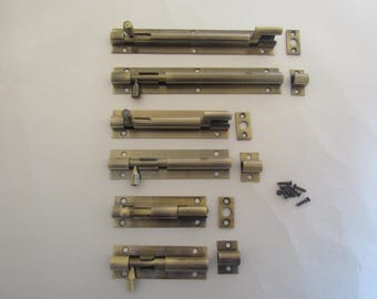 Door bolt Slide/necked cranked bolt Bathroom Toilet Shed Door Lock Catch Latch SOLID BRASS-Antique brass finish