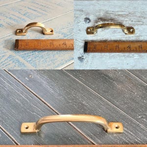 Tirador de puerta de latón macizo, estilo vintage inglés antiguo, para puerta de armario, latón pulido, sin lacar.