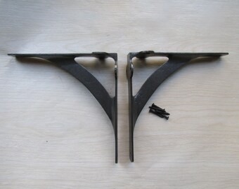 PAIR of Rustic iron shelf brackets Scaffold antique vintage 6" LUGGED GALLOWS ironbridge old retro shelving brackets Iron finish