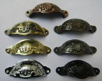 Blumenförmiger Schalengriff, Vintage-Schrankgriff, Muschelgriff, poliertes Chrom, Messing, Gusseisen, Antik-Kupfer, rustikaler Retro-Stil