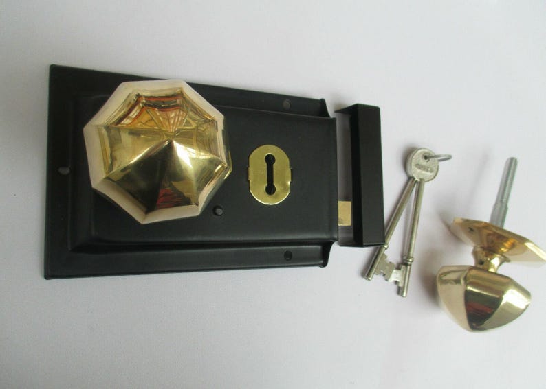 Türknöpfe, massive Messing-Einsteckgriffe, schwere, unlackierte Messing-Türgriffe im Vintage-Stil der viktorianischen Ära Bild 4