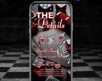 Animated Game Night Invitation Template, Editable Digital Birthday Party Invite, Neon Theme Adult Game Night Design, Canva Editable
