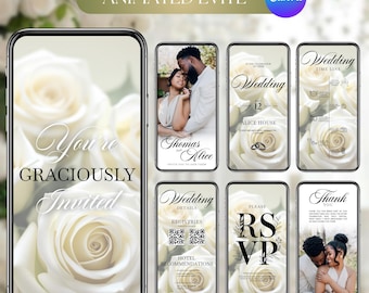 Animated Wedding Evite, Custom Wedding Digital Invitation, Editable Digital Canva Template Electronic Wedding Video Invitation