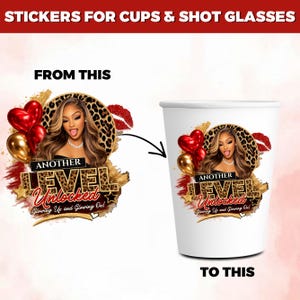 Cheetah Print Birthday PNG Template: Wild Party Design Red Cheetah Birthday Sticker, Styrofoam Cup Sticker, Shot Glass, All Zodiac Signs