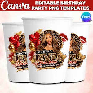 Cheetah Print Birthday PNG Template: Wild Party Design Red Cheetah Birthday Sticker, Styrofoam Cup Sticker, Shot Glass, All Zodiac Signs