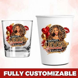 Cheetah Print Birthday PNG Template: Wild Party Design Red Cheetah Birthday Sticker, Styrofoam Cup Sticker, Shot Glass, All Zodiac Signs