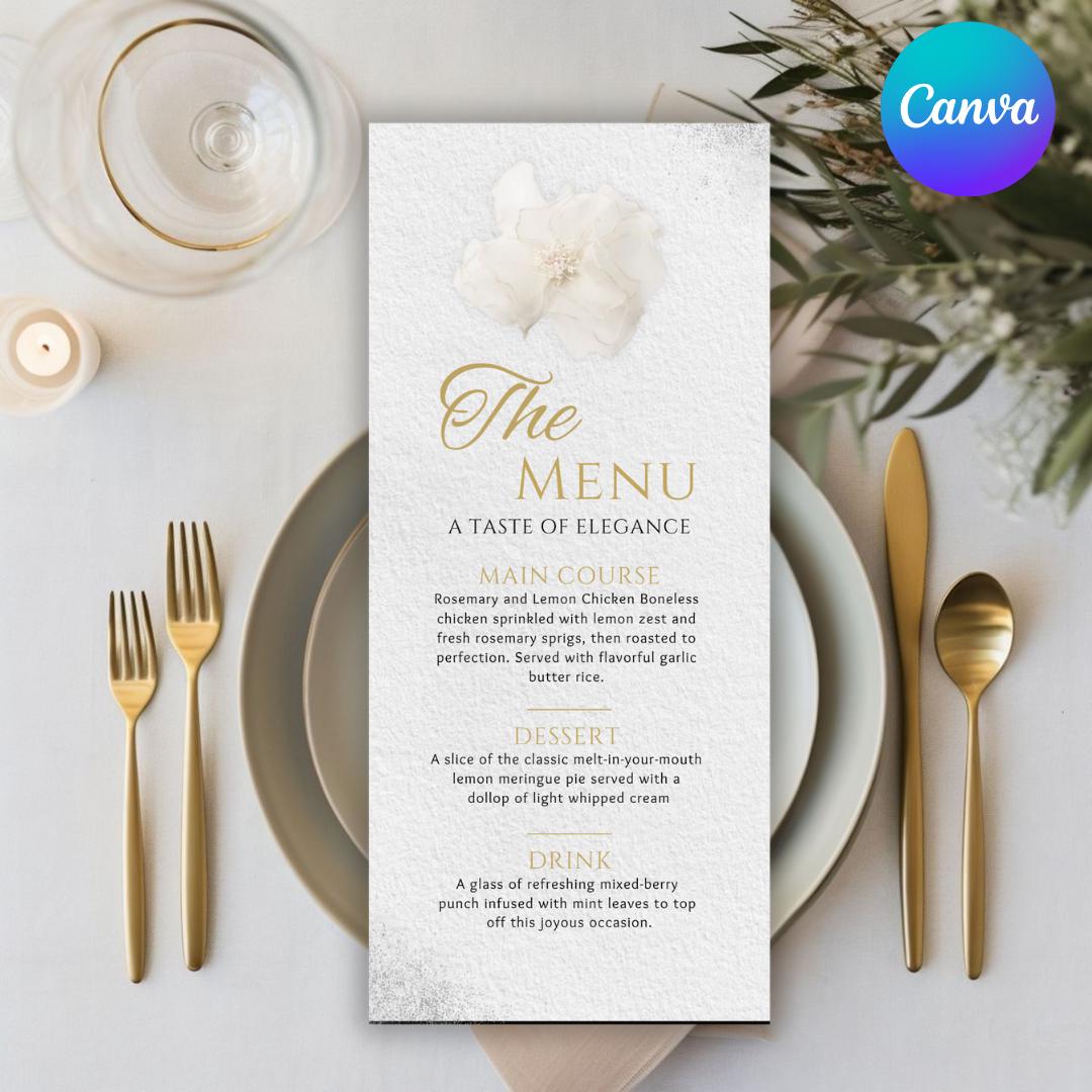 Minimalist Wedding Menu & Place Card Bundle, Elegant Wedding Menus ...