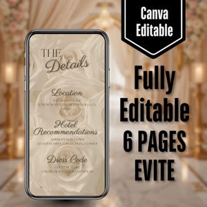 Elegant Digital Wedding Invitation, Animated Wedding Evite, Neutral Floral Editable Video Template Instant Download, Canva Editable