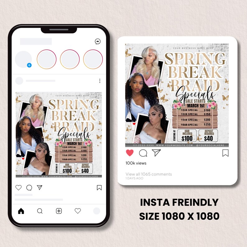 Spring Break Booking Flyer, Spring Booking Flyer, Spring Special Flyer ...