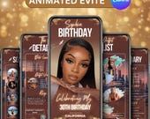 Brown Glam Birthday Weekend Planner | Trip Itinerary Template | Canva Editable Invite | Digital Download