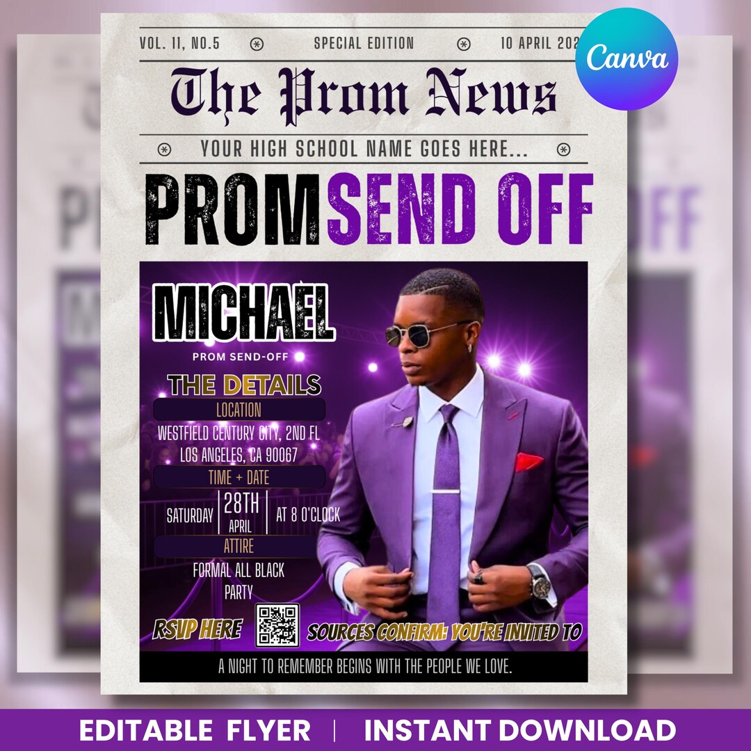 Prom Send off Flyer, Prom Season Flyer, Prom Event Flyer, Prom Send off ...