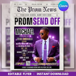 Prom Send Off Flyer, Prom Season Flyer, Prom Event Flyer, Prom Send Off Invitation Flyer, Prom Party, Canva Editable