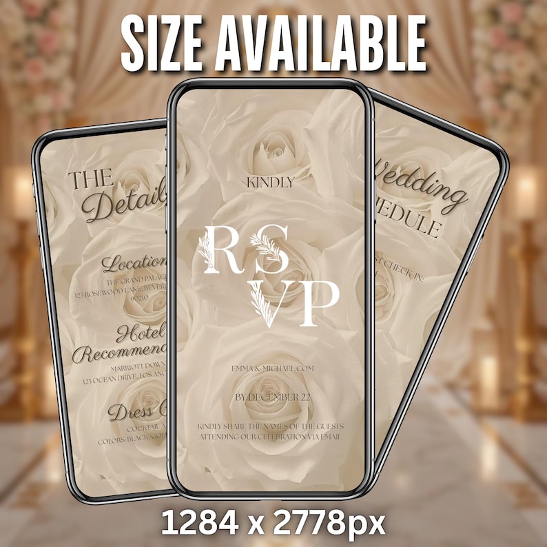 Elegant Digital Wedding Invitation, Animated Wedding Evite, Neutral Floral Editable Video Template Instant Download, Canva Editable
