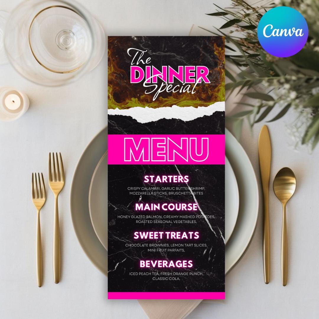 Dinner Specials Flyer, Restaurant Menu Template, Editable Food Flyer ...
