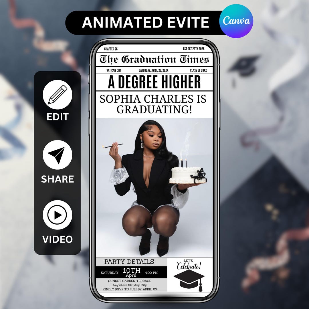 Digital Save the Date Graduation Newspaper Flyer, Graduation Party ...