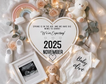 Rainbow Baby Pregnancy Announcement, Digital Baby Announcement, Gender Neutral Social Media Reveal, Custom Pregnancy Reveal Template